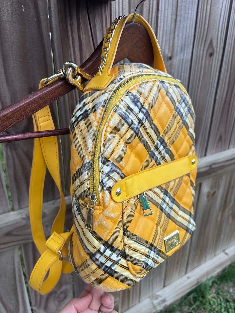 Yellow Plaid Women’s Backpack - Hidden NYC - Picture 3 of 16